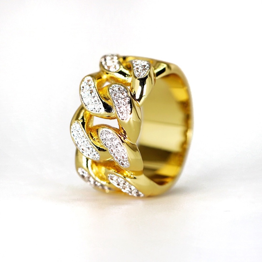 Bailey Rd Iced Out Gold Cuban Link Ring